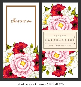 Set of invitations with floral background