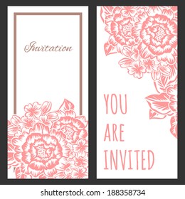 Set of invitations with floral background
