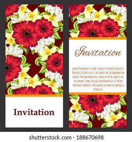 Set of invitations with floral background