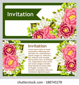 Set of invitations with floral background