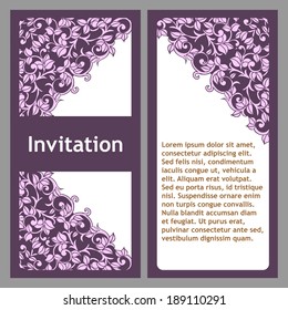 Set of invitations with floral background