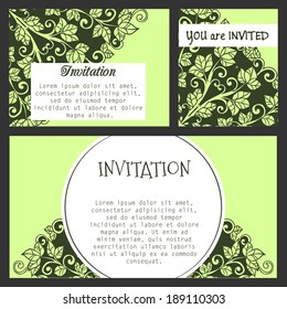 Set of invitations with floral background