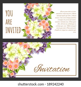 Set of invitations with floral background