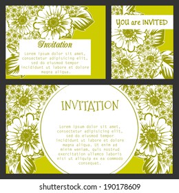 Set of invitations with floral background