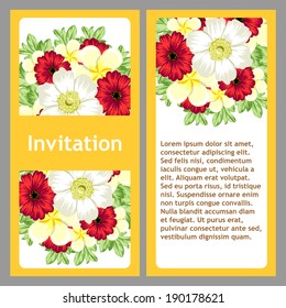 Set of invitations with floral background