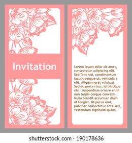 Set of invitations with floral background