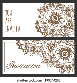 Set of invitations with floral background