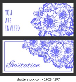 Set of invitations with floral background