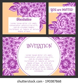 Set of invitations with floral background