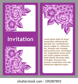 Set of invitations with floral background