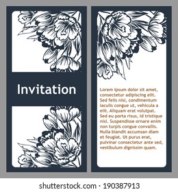 Set of invitations with floral background