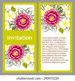 Set of invitations with floral background