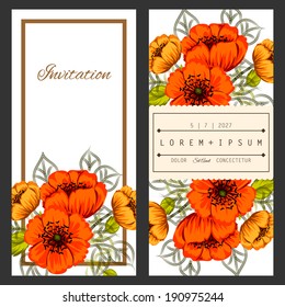 Set of invitations with floral background