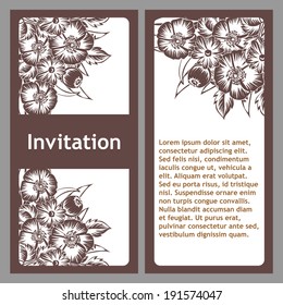 Set of invitations with floral background