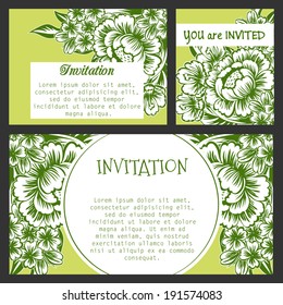Set of invitations with floral background