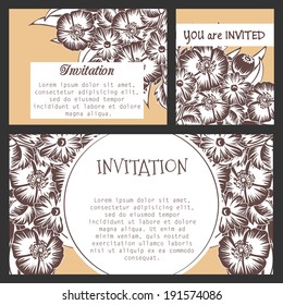 Set of invitations with floral background