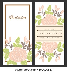 Set of invitations with floral background