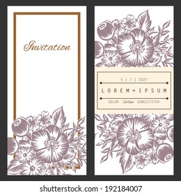 Set of invitations with floral background