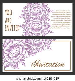 Set of invitations with floral background