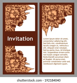 Set of invitations with floral background