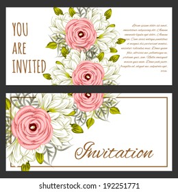 Set of invitations with floral background