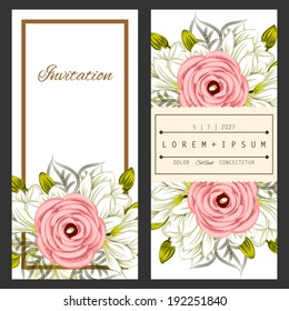 Set of invitations with floral background