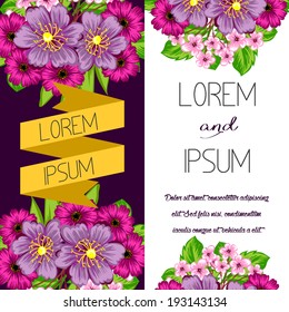 Set of invitations with floral background