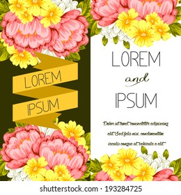 Set of invitations with floral background