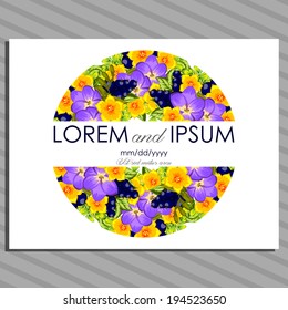 Set of invitations with floral background