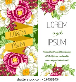 Set of invitations with floral background