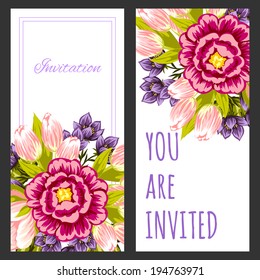 Set of invitations with floral background