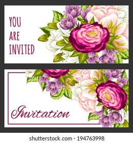 Set of invitations with floral background