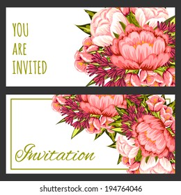Set of invitations with floral background