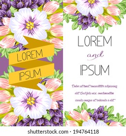 Set of invitations with floral background