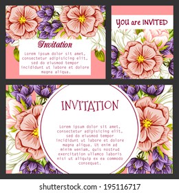 Set of invitations with floral background