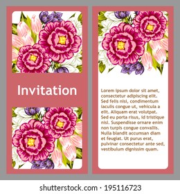 Set of invitations with floral background