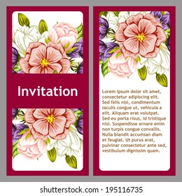Set of invitations with floral background