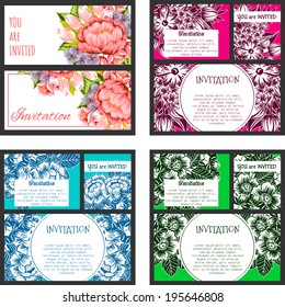Set of invitations with floral background