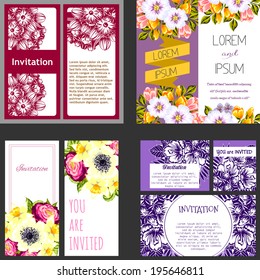 Set of invitations with floral background