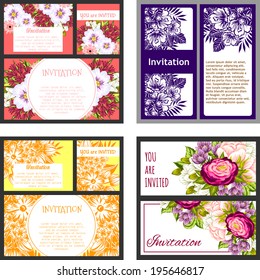 Set of invitations with floral background