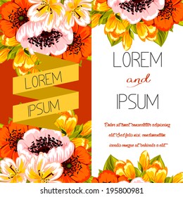 Set of invitations with floral background