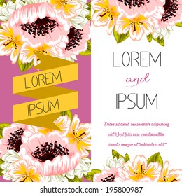 Set of invitations with floral background