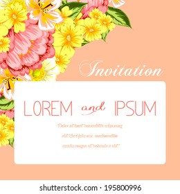 Set of invitations with floral background