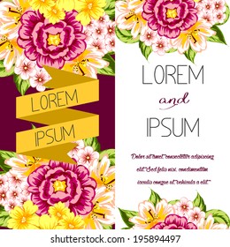 Set of invitations with floral background