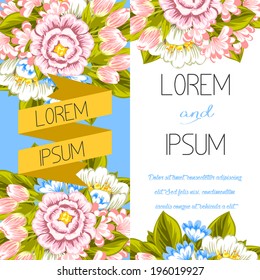 Set of invitations with floral background