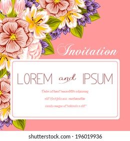 Set of invitations with floral background