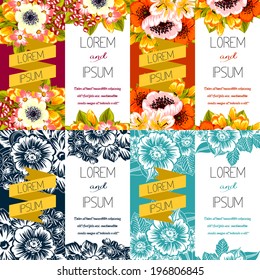 Set of invitations with floral background
