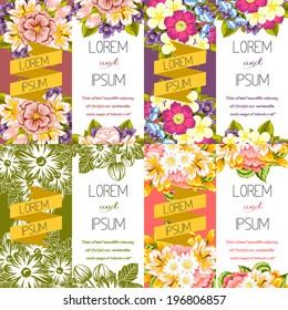 Set of invitations with floral background