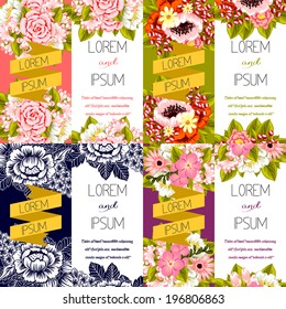 Set of invitations with floral background