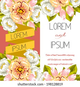 Set of invitations with floral background